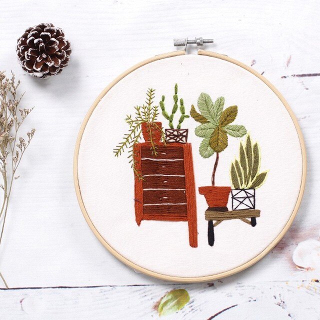 1PCS Embroidery Kit Beginner Needlework Kits Embroidery Set Cross Stitch Series Handwork Needlework Plants Cross Stitch DIY Craf: 4