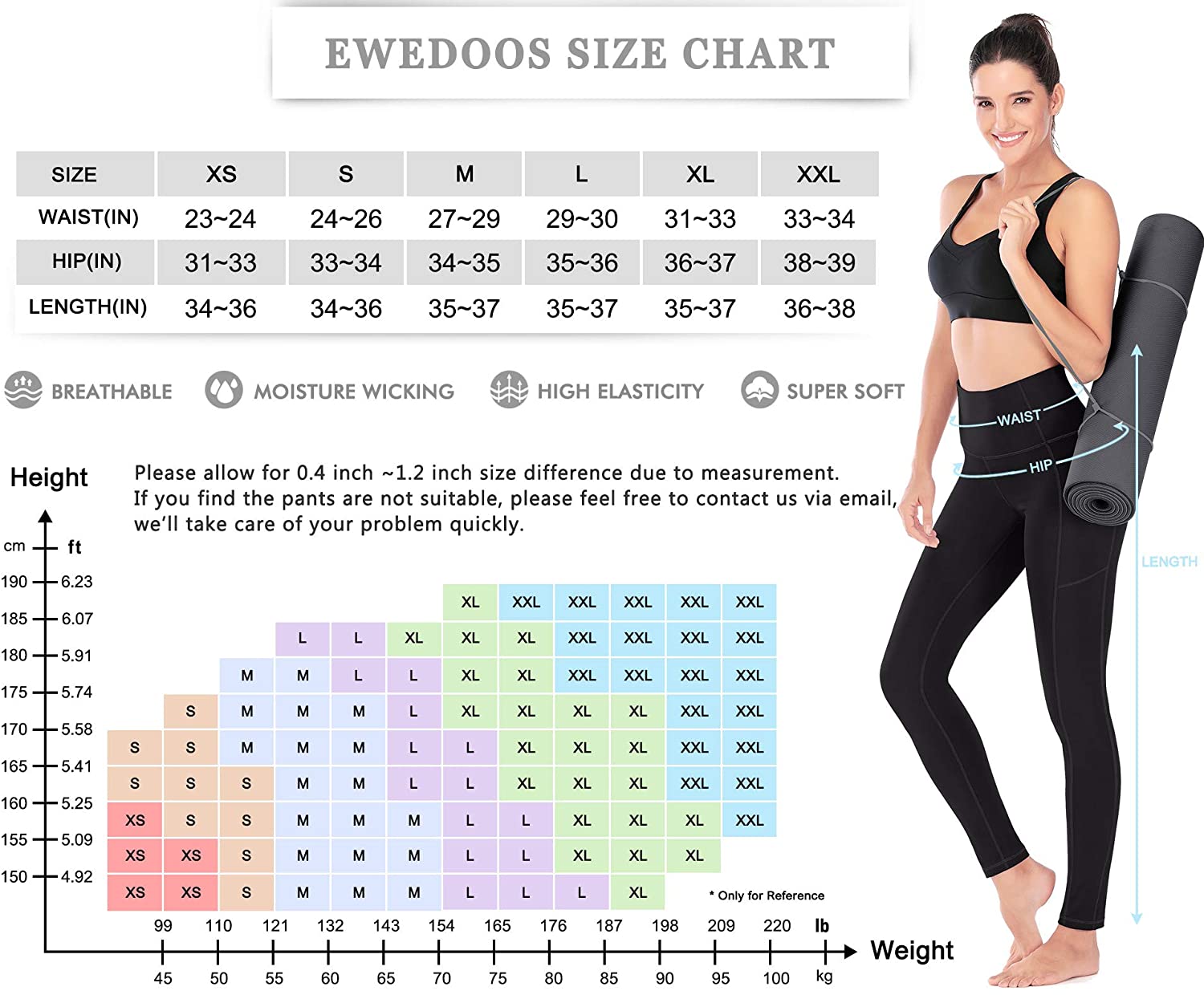 Leggings mit Handytasche Sporthose Damen High Waist Sport Leggings Yogahose Damen Blickdicht Laufhose