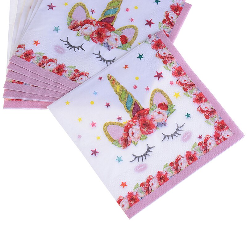Eenhoorn Papieren Handdoek Partij Verjaardag Wegwerp Servet Kinderen Verjaardag Servet Feestartikelen