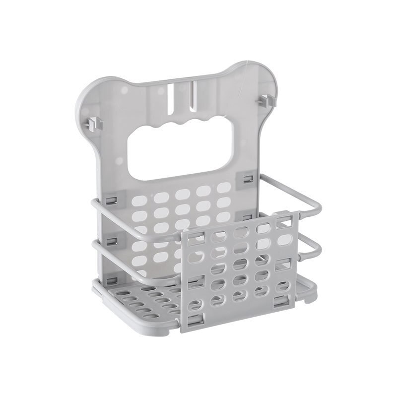 Verbeterde Plastic Vuile Wasmand Opvouwbare Thuis Vuile Wasmand Stevig Handvat Met 2 Geen Boren Haken: Single layer grey