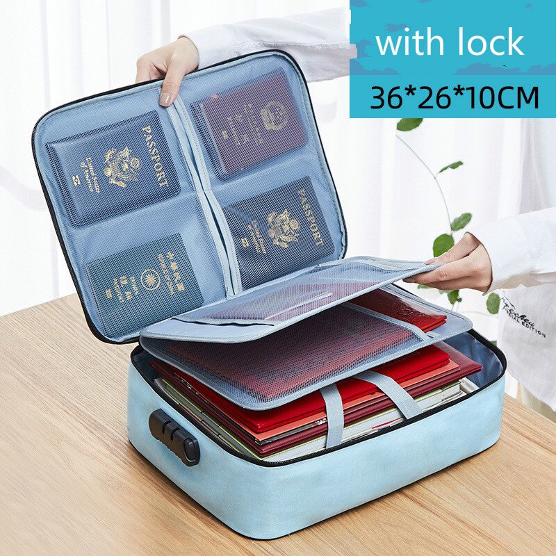 Large Capacity Document Storage Bag Box Waterproof Document Bag Organizer Papers Storage Pouch Travel File Bag: K