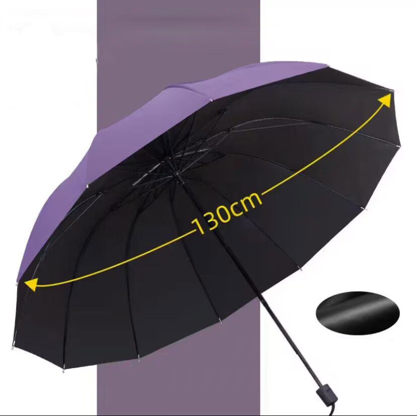 130 cm/51,18 Zoll Zehn-Knochen-Regenschirm, wasserdicht, winddicht, manuell, große Regenschirme, verstärkter UV-Schutz: Orange