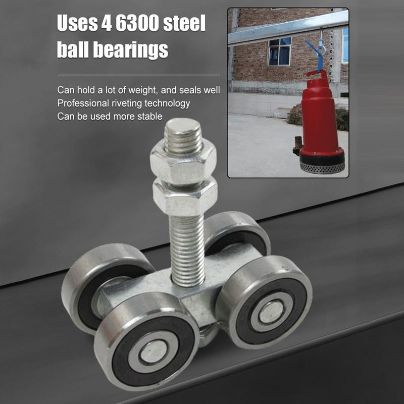 Barn Door Rollers 4 Wheel Trolley Assembly Roller Heavy Duty Sliding Door Hanger Ceiling Mount Barn Door Hardware for Wardrobe