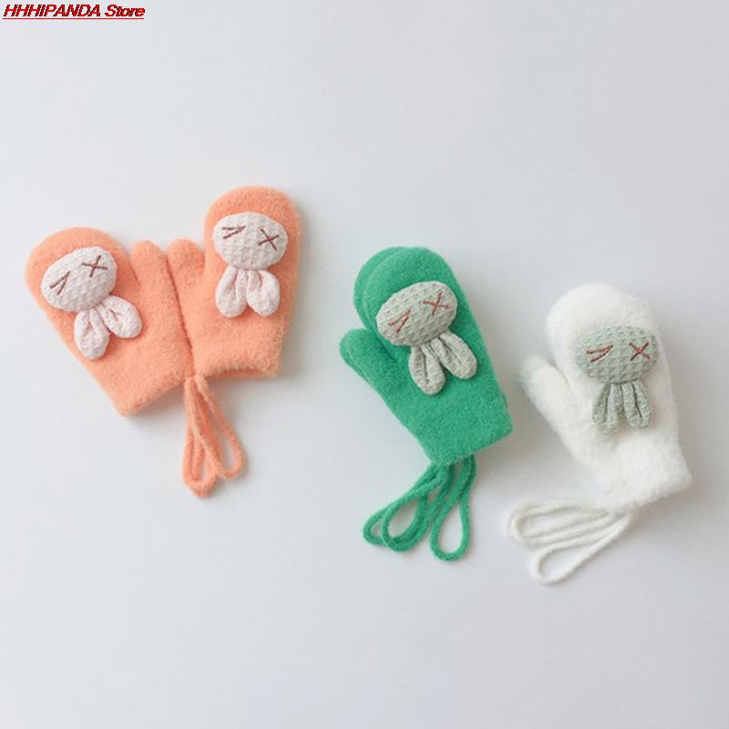 1 Paar Herfst Winter Warm Baby Handschoenen Cartoon Animal Bunny Thicken Kids Handschoenen Voor Baby Meisje Jongen Zachte Nylon Kinderen wanten