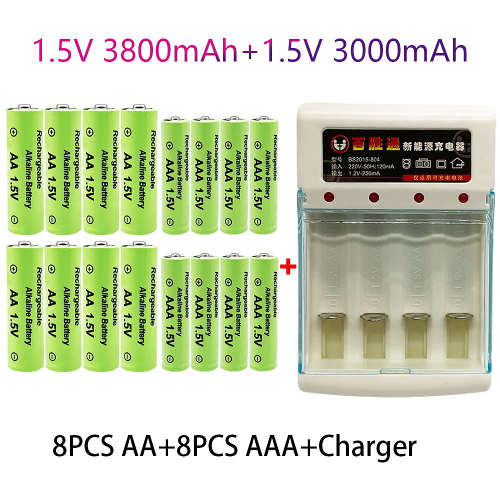 Batterie Rechargeable 100% originale, 1.5 V AA3.8Ah + AAA3.0Ah, NI-MH 1.5 V, pour horloges, souris, ordinateurs, jouets,