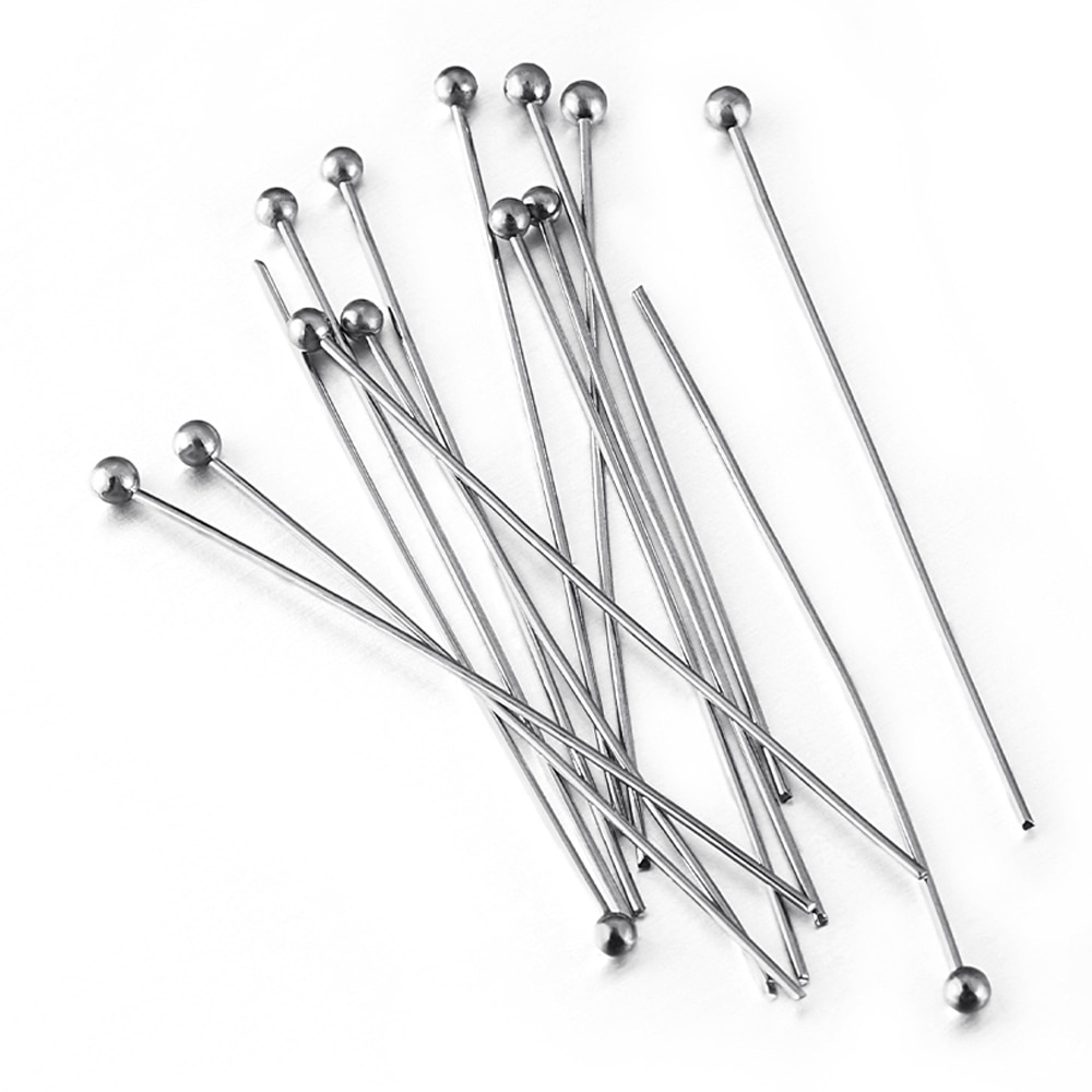 100pcs Stainless Steel Ball Head Pins for DIY Jewelry Making 12-40mm Head Pins Needlework Handmade Components Findings