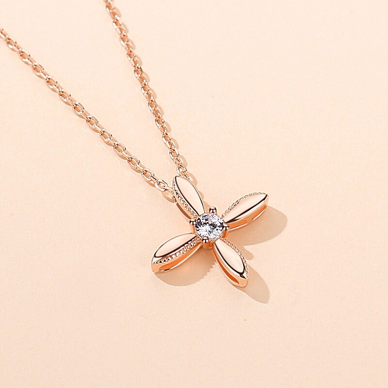 Coolkala Internet Celebrity Klavertje Vier Ketting Sterling Zilveren Mori Stijl Ins Stijl Choker Rose Goud Vier-C