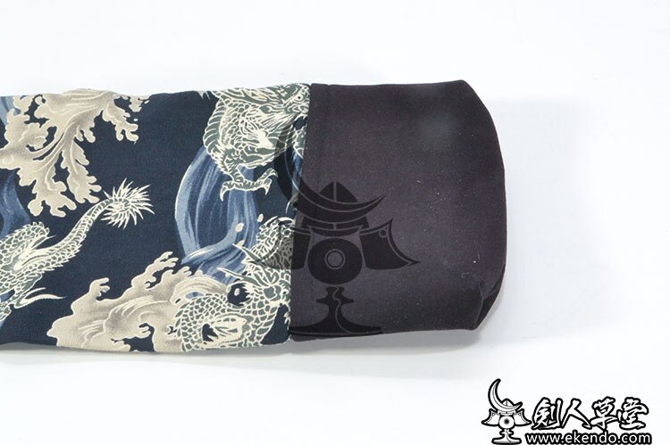 -ikendo.net - sg154 -  bomull yushuishenglong mönster shinai väska- för tre shinais med axelrem - bomull kendo shinai