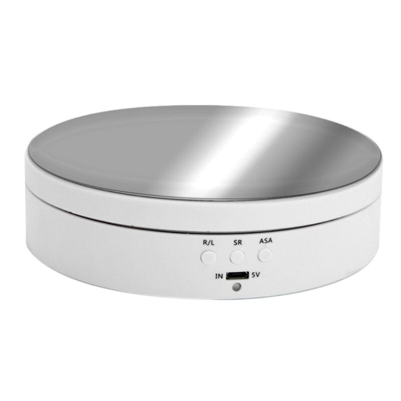 3 Speeds Electric Rotating Display Stand Mirror Turntable Jewelry Holder Battery USB Power: W