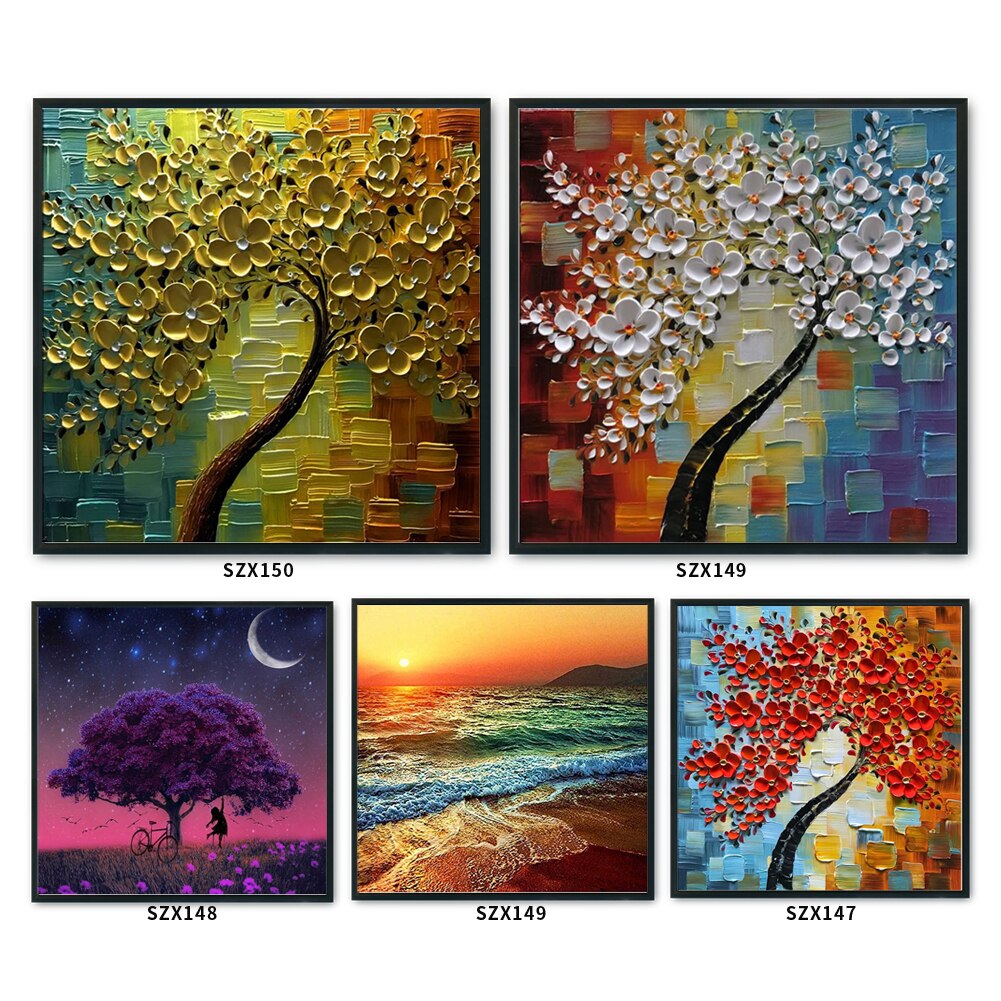 Kits de punto de cruz 11CT, árbol de manualidades moderno estampado, paisaje de playa, bordado de algodón, juegos de costura, artesanía colgante de pared