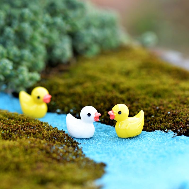 Zwaan Paard Eend Dolfijn Mini Hars Tuin Beeldjes Microlandschaft Instelling Miniaturen 5 Stks/set Diy Kip Kawaii