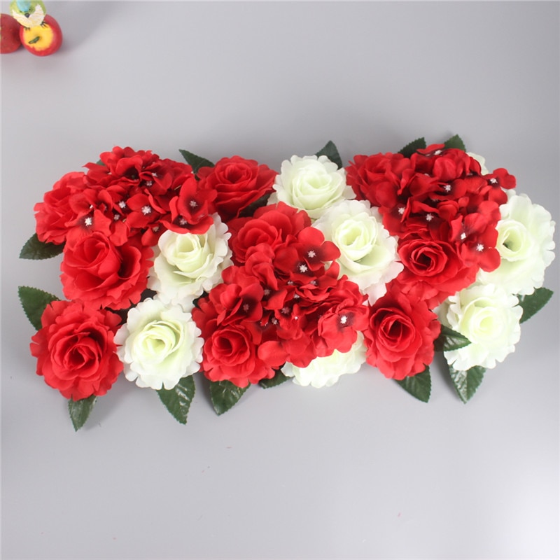 1 sæt kunstig blomst række gør det selv silke blomst bryllup bue vej bly alle forskellige typer dekoration til hjemmet hotel fest indretning diy: B