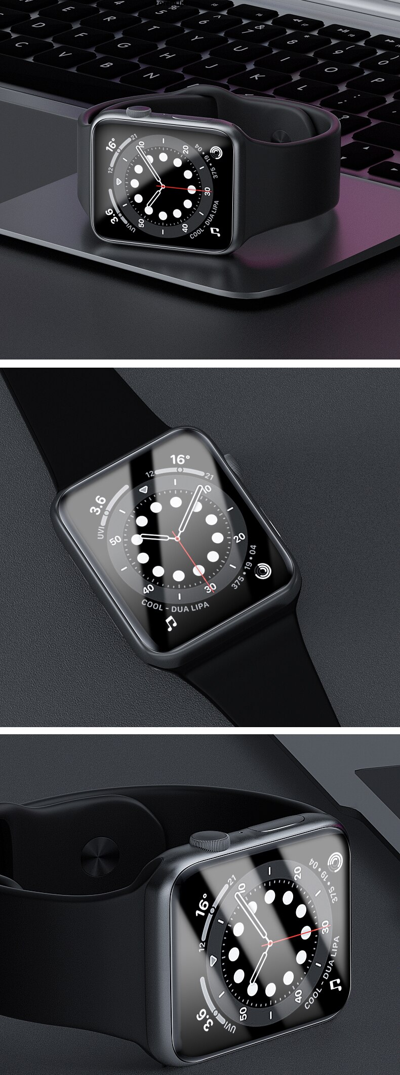 Protecteurs d'écran de montre pour Apple Watch 6 5 4 3 Se pour Iwatch Series 42mm 38mm 40mm 44mm 9D accessoires de montres de protection complète