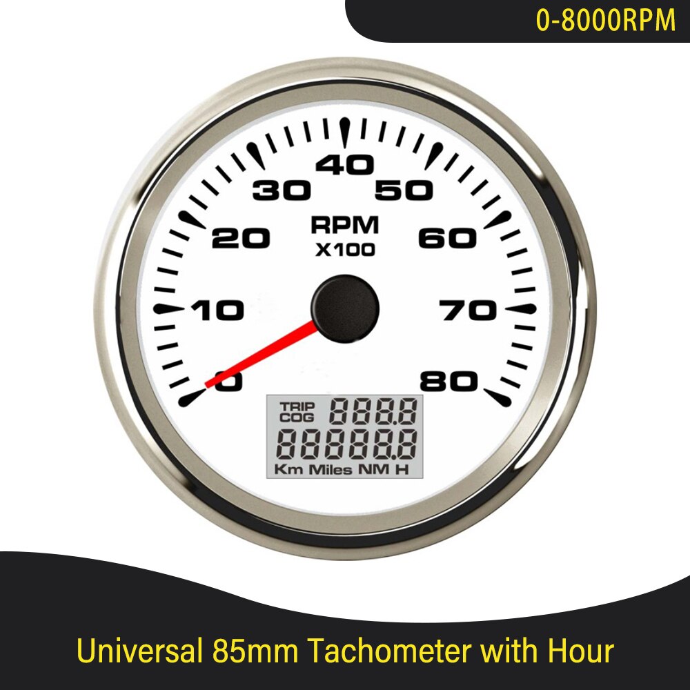 Universal 3K 4K 6K 8K Tachometer Gauges 85mm Lcd Rev Counters With Trip Hour Meter Speed Ratio for Auto Truck Boat Backlight