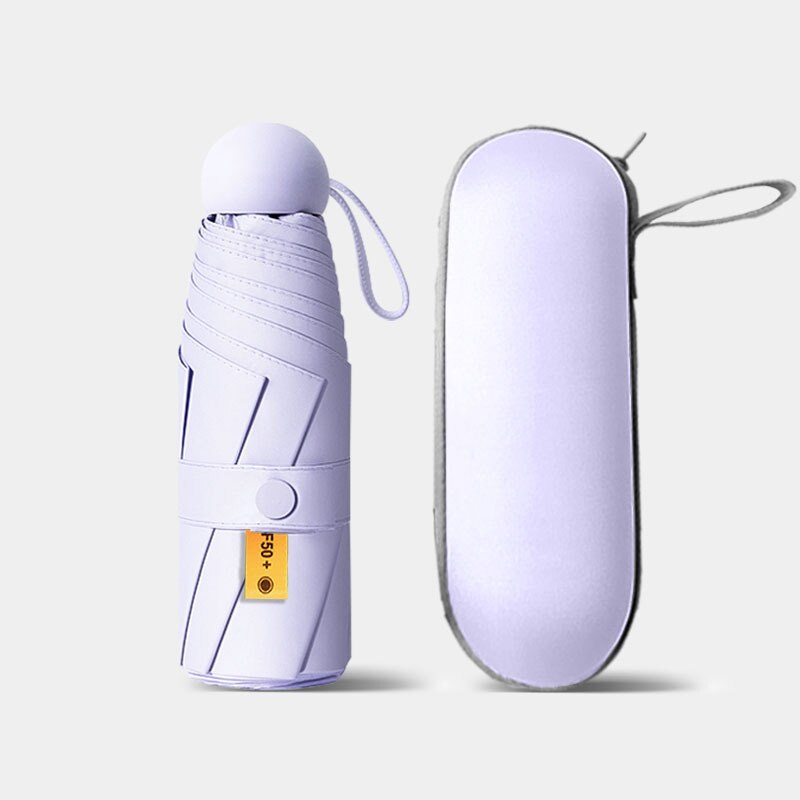 Mini Five-fold Ultra-light Compact Portable Capsule Sun Umbrella Female Sunscreen UV Protection Sunshade Umbrella Dual-use: Purple