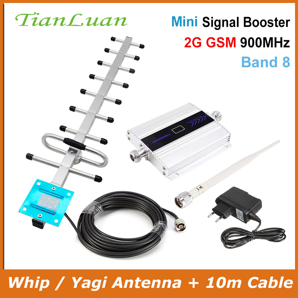 TianLuan GSM 900MHz Mobiele Telefoon 2G Signaal Booster GSM Signaal Repeater Mobiele Telefoon Versterker + Omni/Yagi antenne met 10m Kabel