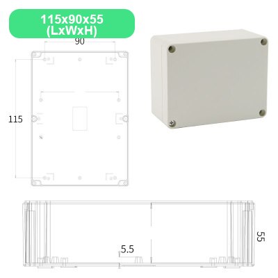 Economy F Series DIY Outdoor Monitoring power box Electrical Enclosure Case ABS Plastic Waterproof Sealed Junction Wire Box: 115x90x55mm(LxWxH)