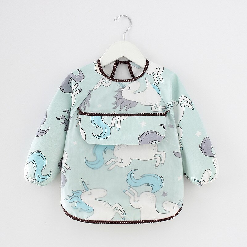 Lange Mouw Waterdichte Slabbetjes Kids Schort Cartoon Baby Jongen Meisje Eten Bib Met Mouw Kinderen Tekening Kleding Siliconen Bib: 7 / 1-2 years old