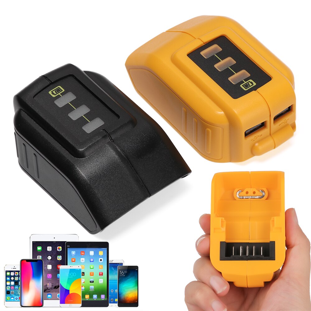 12V/20V Dual Output Li-ion Battery Adapter Replace USB Phone Charger Power Bank Converter With Indicator For Dewalt DCB090