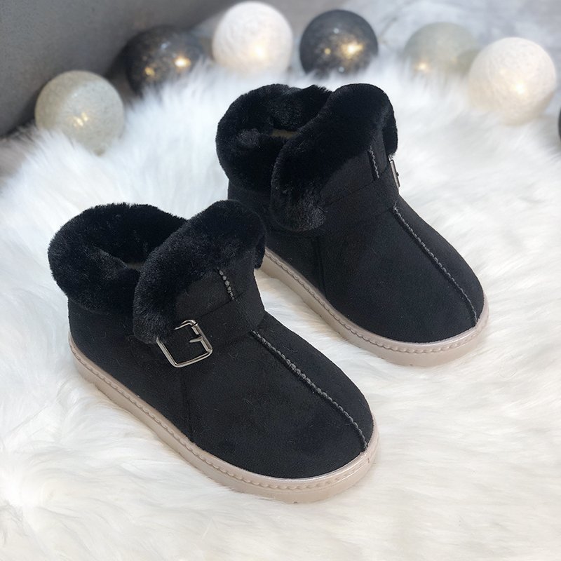 Infant Girls Winter Snow Boots For 1-3 Years Warm Plush Outdoor Flat Walking Shoes Non Slip Princess Little Baby Ankle Boots: black / 23 (Insole 15.3cm)