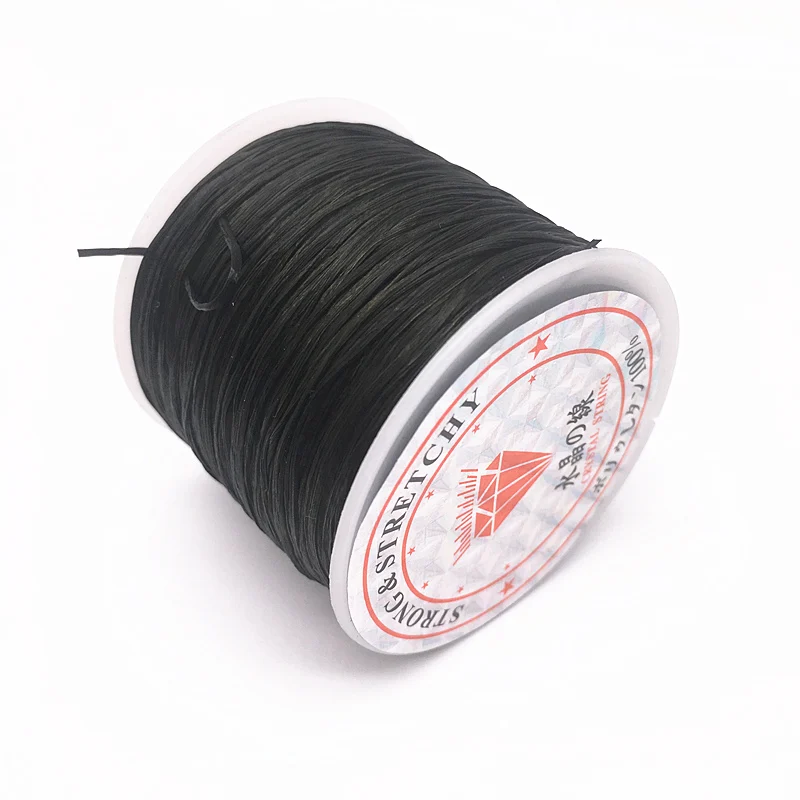 50M/Roll Bunte Flexible Elastische Kristall Linie Seil Schnur Für Schmuck Machen Perlen Armband Draht Angeln Gewinde Seil: black