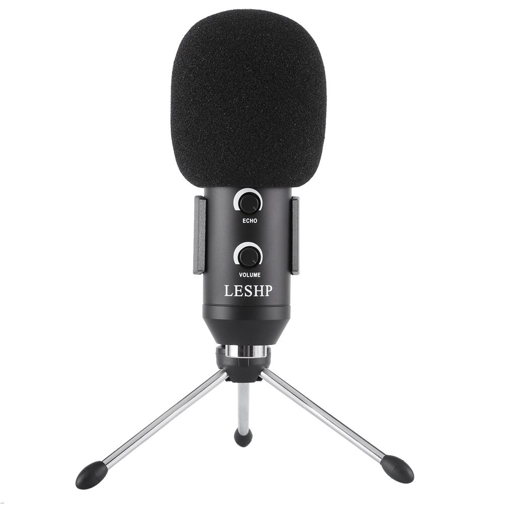 LESHP Black Volume Reverberation Condenser Network K Song Dedicated Microphone for Personal Studio, Chat Rooms, Radio Stations