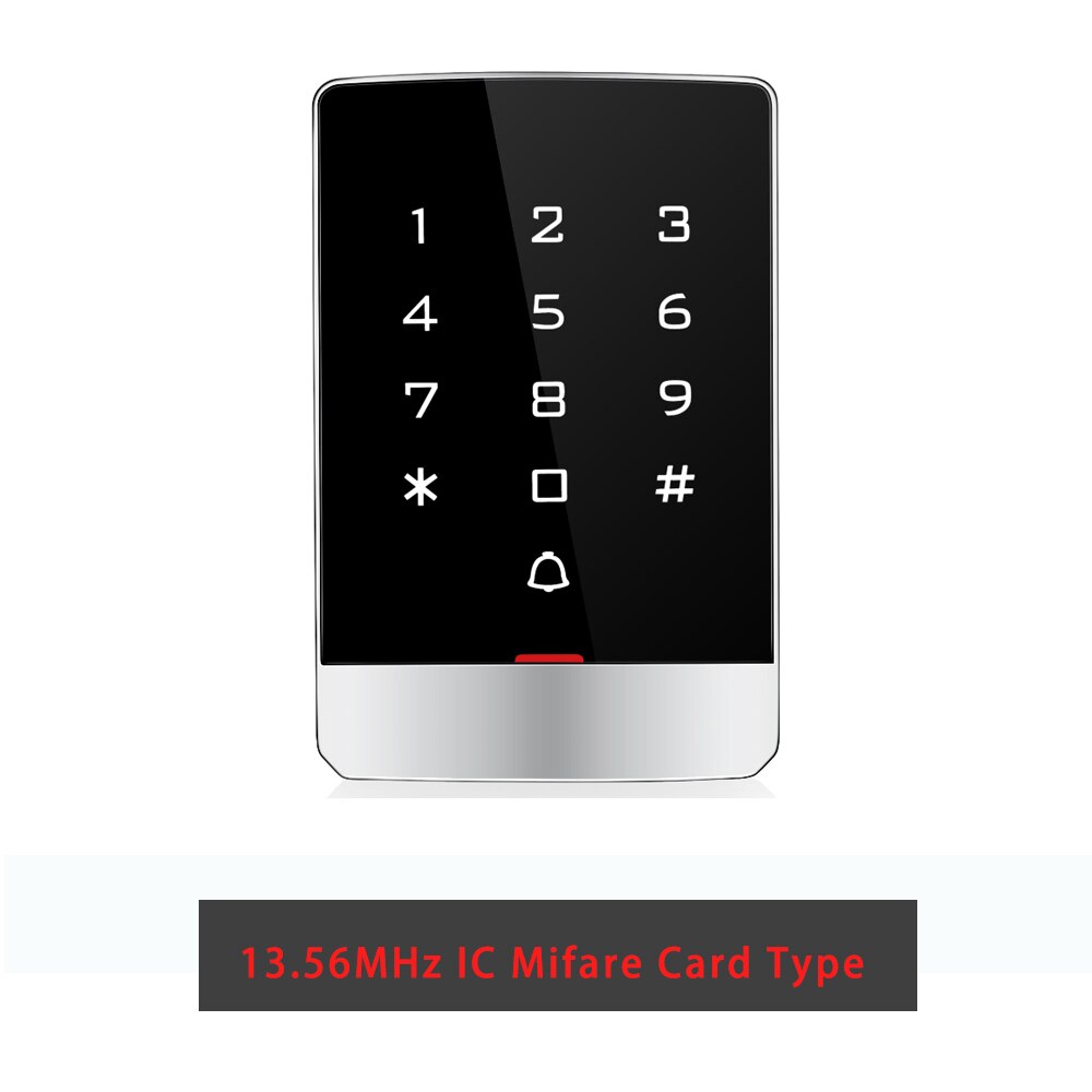 WG26 Metal case Waterproof digital black Touch keypad screen RFID Standalone Access Control Keypads Support 125KHZ RFID 13.56Mhz: T9MF