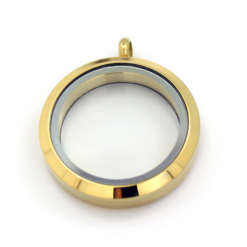 30mm 316L Stainless Steel Twist Screw Locket Pendant Floating Charms Locket Clear Glass Locket DIY Jewelry: gold color