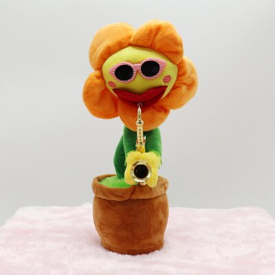 Small Music Baby Sunflower Sun Flower Enchanting Flower Saxophone Dancing And Singing Electric Magical Funny: Orange-A