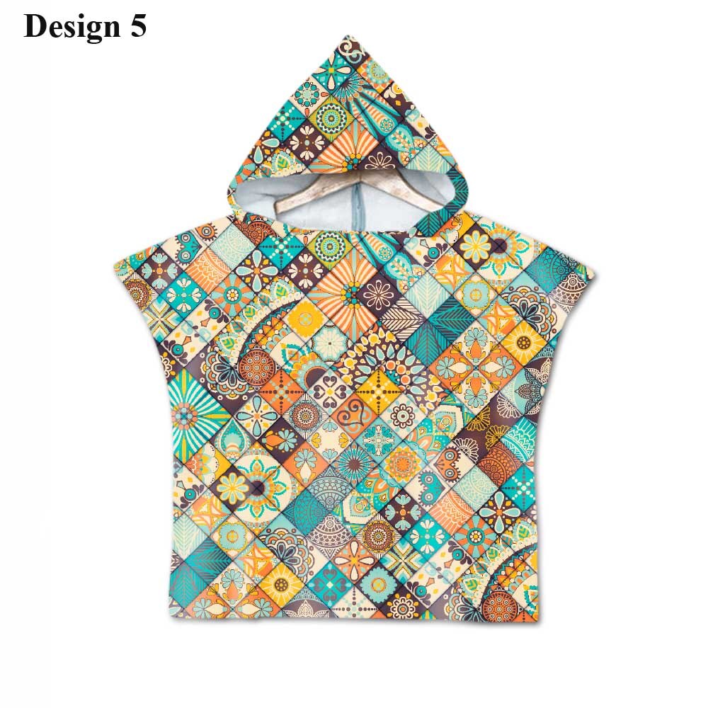 Novelty Boho Bohemian Mandala Bloem Geometrische Diamanten Baby Kids Hooded Zwembad Bad Strand Poncho Handdoek Cape: Design 6
