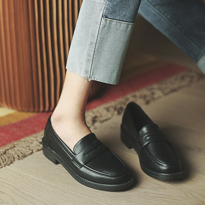 Zapatos planos negros para mujer, mocasines de piel sintética suaves y cómodos a la , calzado de trabajo, estilo,