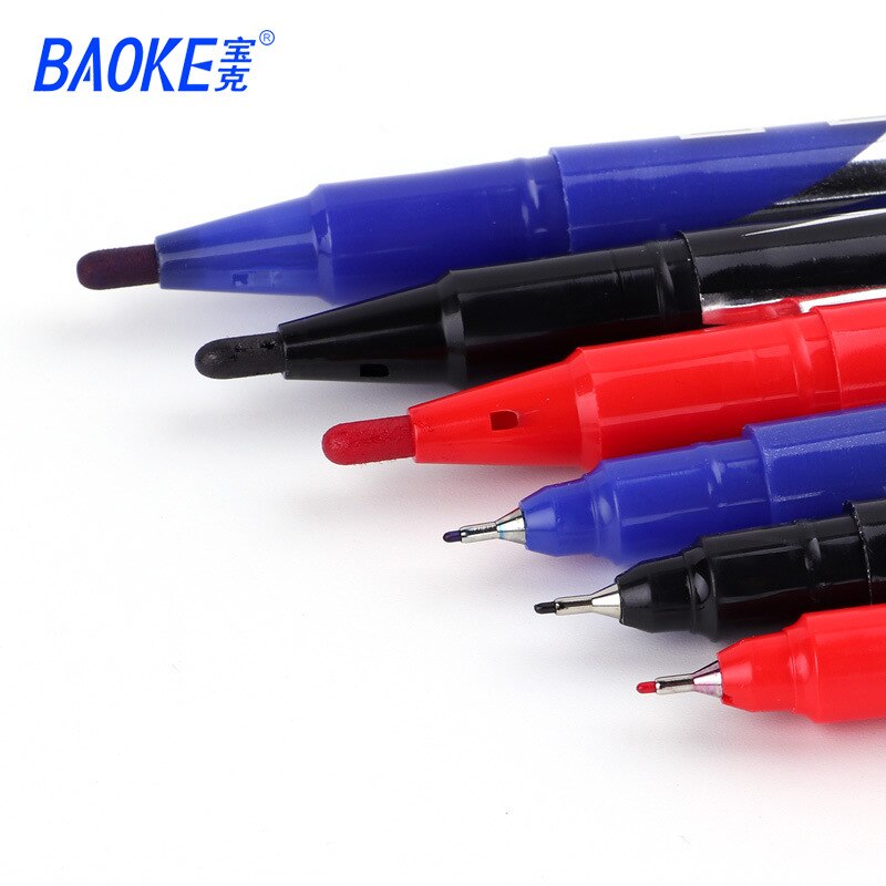 1 Pcs Red/Blue/Black The Office Supply Double-head Marker Pen Stationery Oily Markers Fast Dry Marker Pens