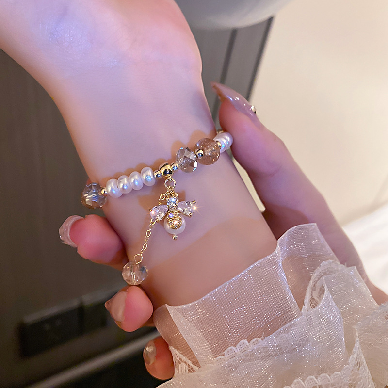 Braccialetto di perline di moda per donna fascino Pixiu cuore farfalla ape cristallo amicizia braccialetto gioielli da sposa regali per ragazze: Bee Bracelet