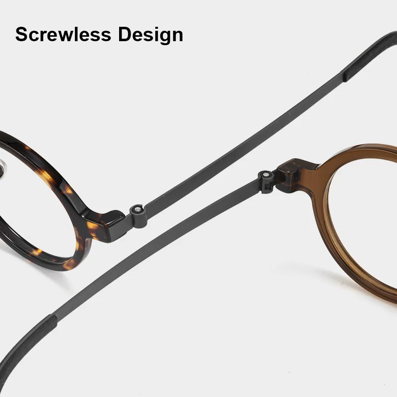 Denmark Ultralichte Schroefloze Bril Mannen Vrouwen Ronde Acetaat Titanium 1810 Bril Frame 130Mm Retro Klein Formaat Oculos
