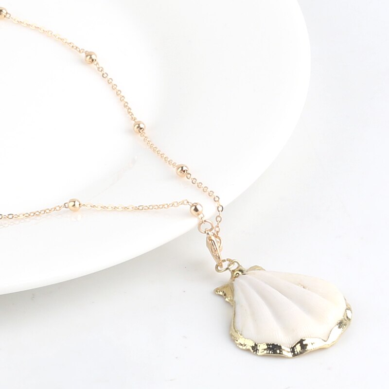 Boho Conch Shell Necklace Shell Gold Shell Chain Necklace Women Seashell Choker Necklace Pendants Jewelry Bohemian Female