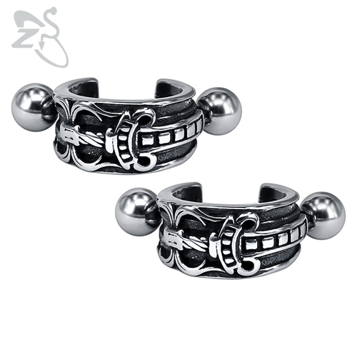 ZS-pendientes de aro de estilo Hip Hop para hombre, joyería de acero inoxidable 316L estilo Punk, 1 par de pendientes redondos pequeños de motorista, accesorios de rollo de roca: 16