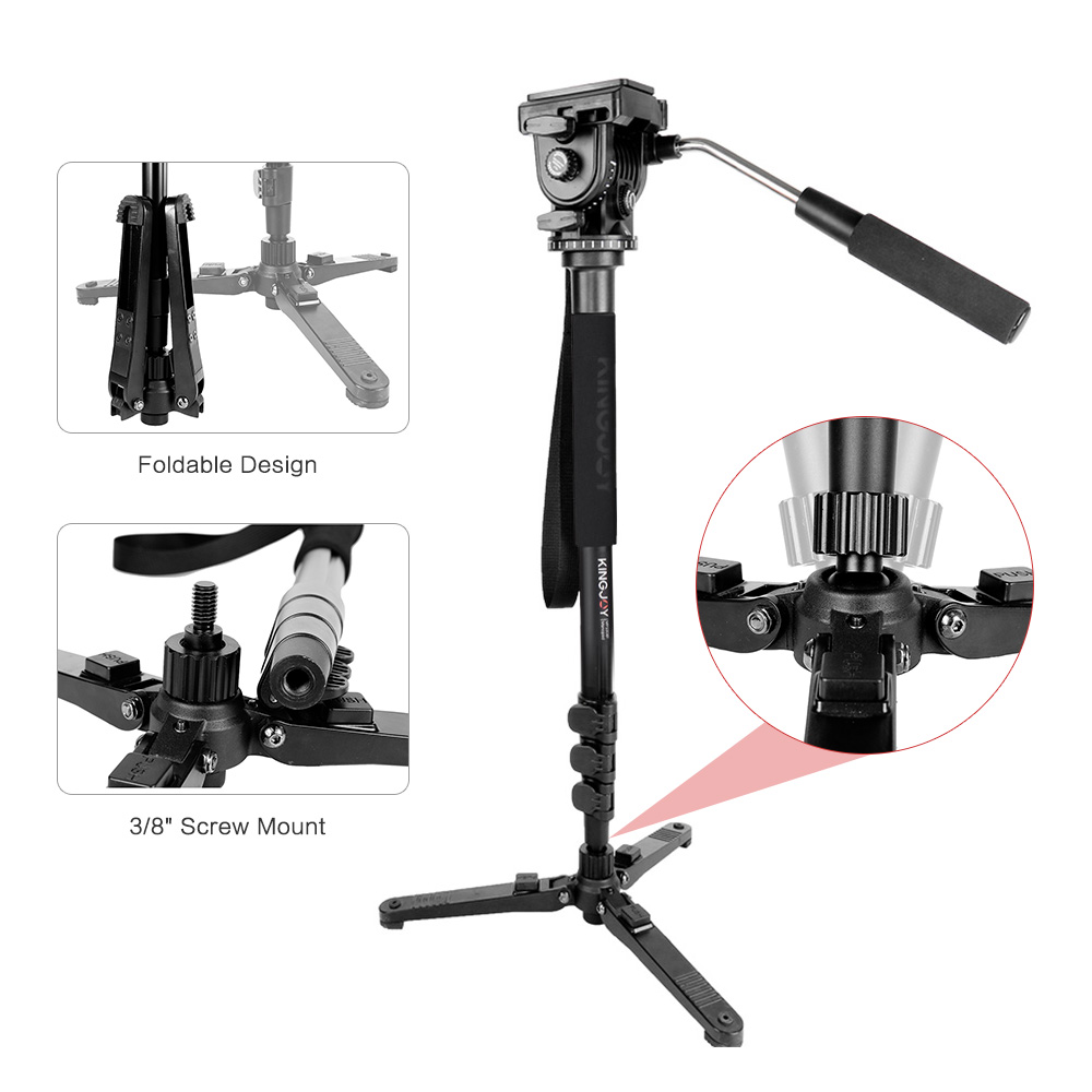 KINGJOY Camera Monopod Unipod w/ Ballhead Quick Release Plate Tripod Carry Bag 1/4"Screw Mount for Canon Sony Nikon DSLR Cameras