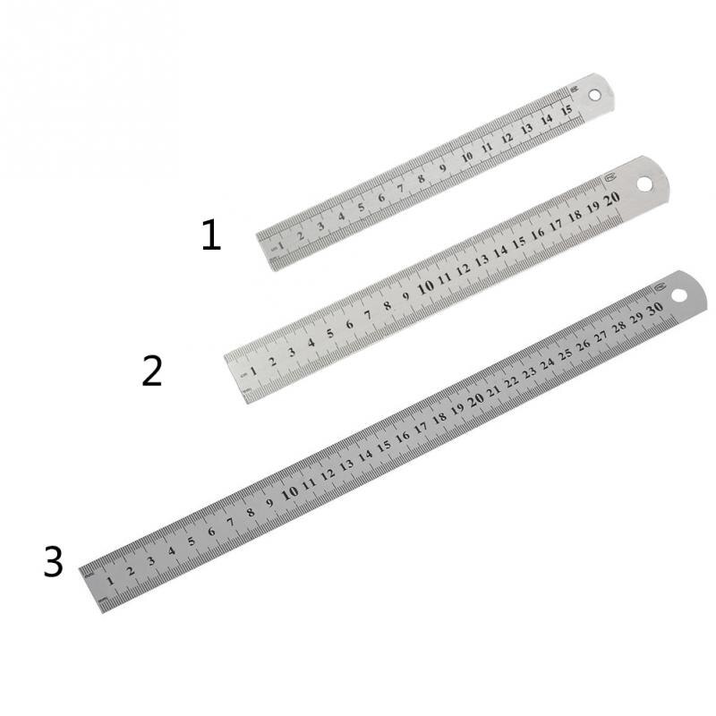 15cm 20cm 30cm Stainless Steel Metal Ruler Metric Rule Double Sided Measuring Tool