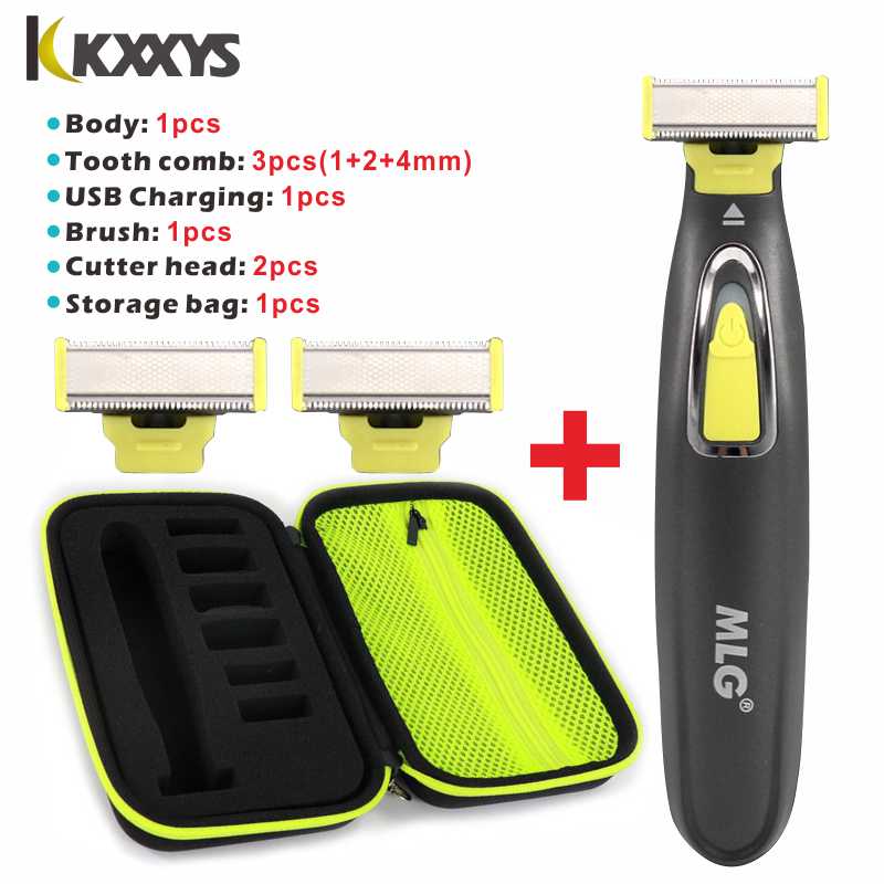 One Blade Hybrid Electric Trimmer Razor Shaver Waterproof Washable Beard Grooming Body Hair Groomer for Men and Women: Head 2pc Bag 1pc