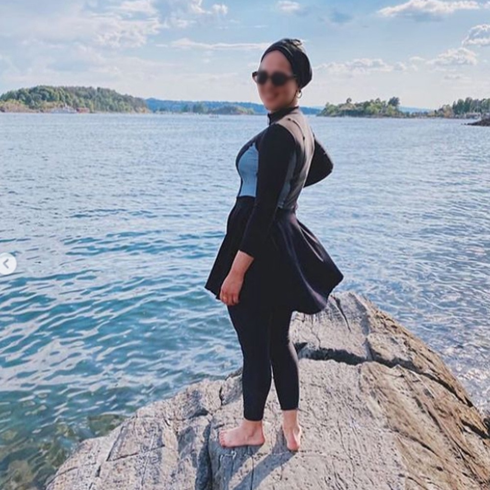 Burkini Para Mujer 3 Piezas - Manga Larga, Hijab Incluido, Talla Grande, Estampado Islámico, Anti-UV