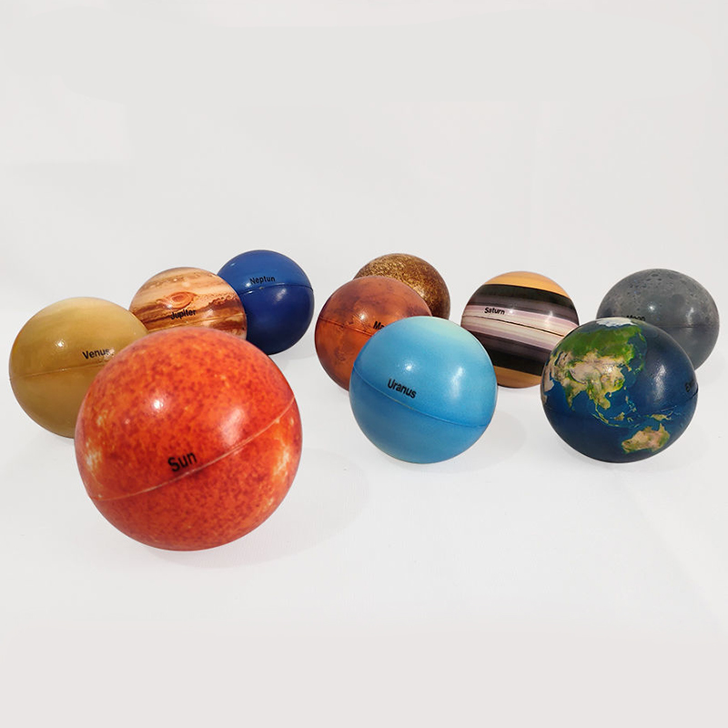 Pelota hinchable de ocho planetas para niños, juguetes, Luna, estrella, esponja, impresión elástica, pelota de estrella, juguetes educativos para aliviar el estrés, material didáctico