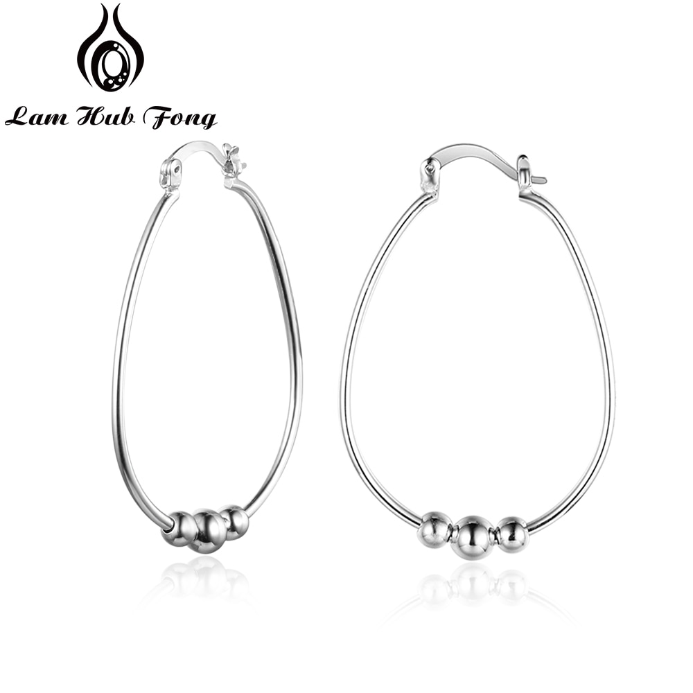 Minimalistischen Große Kreis Hoop Ohrringe mit Perlen Teardrop Form Ohrringe für Frauen Schmuck Geburtstag (Lam Hub Fong)