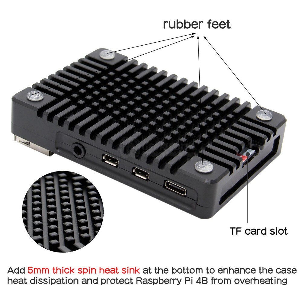 Raspberry Pi 4 Passieve Koeling Case, ultradunne CNC Aluminium Metal Case voor Raspberry Pi 4 Model B Alleen (N300)