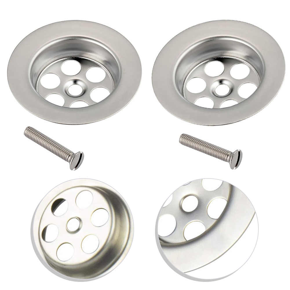 2 Set 70mm Stainless Steel Bath Plug Hole Spare With Screw Drain Accessories Home Bathroom Drain Parts