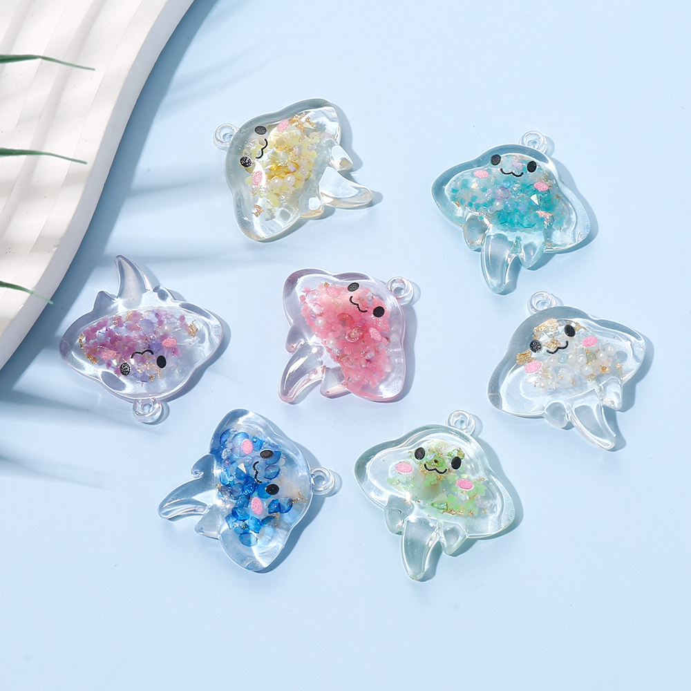 10Pcs 30mm Charm Luminous Resin Pendant Glow-in-the-Dark Colorful Transparent Jellyfish Pendant For DIY Necklace Jewelry Making: Imitation Rhodium Plated