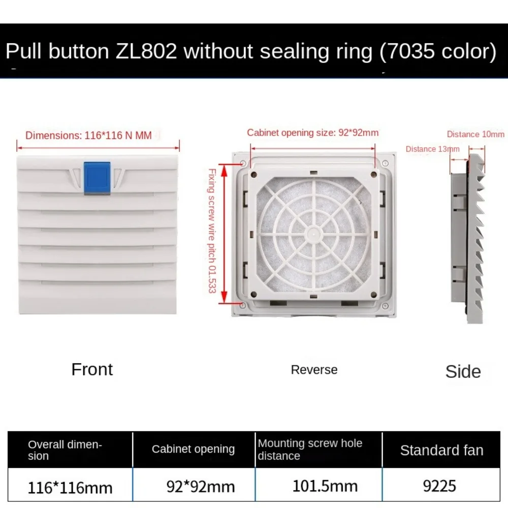 Sistema di ventilazione dell'aria Filtro di ventilazione per armadio ABS bianco senza persiane della ventola Filtro della ventola della griglia della ventola: esercito verde