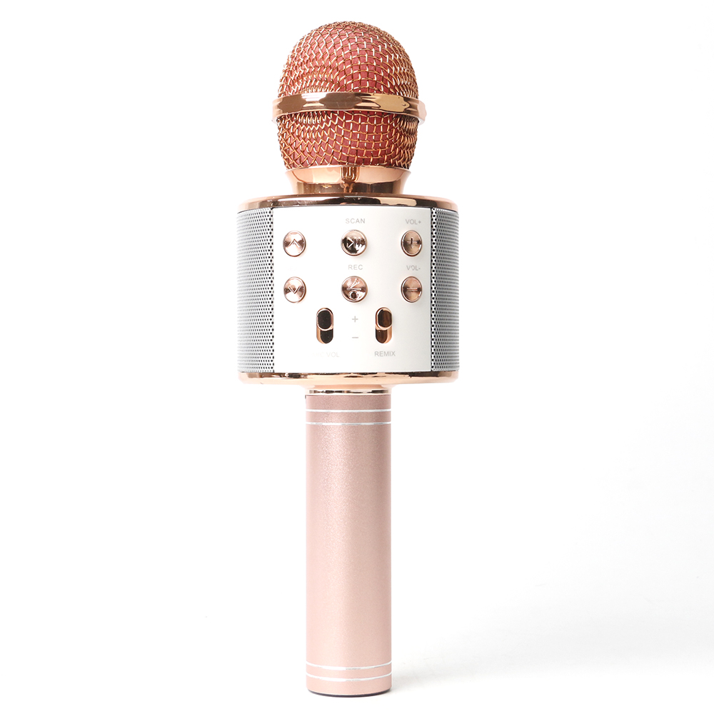 Handheld Wireless WS 858 Microphone Amplifier Speaker Music Playing Singing Speaker Player Bluetooth KTV Karaoke microphone: Pink