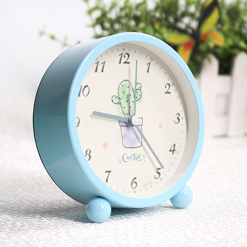 Nordisk slik farve sød tegneserie håndmalet kaktus vækkeur enkel studerendes seng ur stille børn soveværelse bord ur