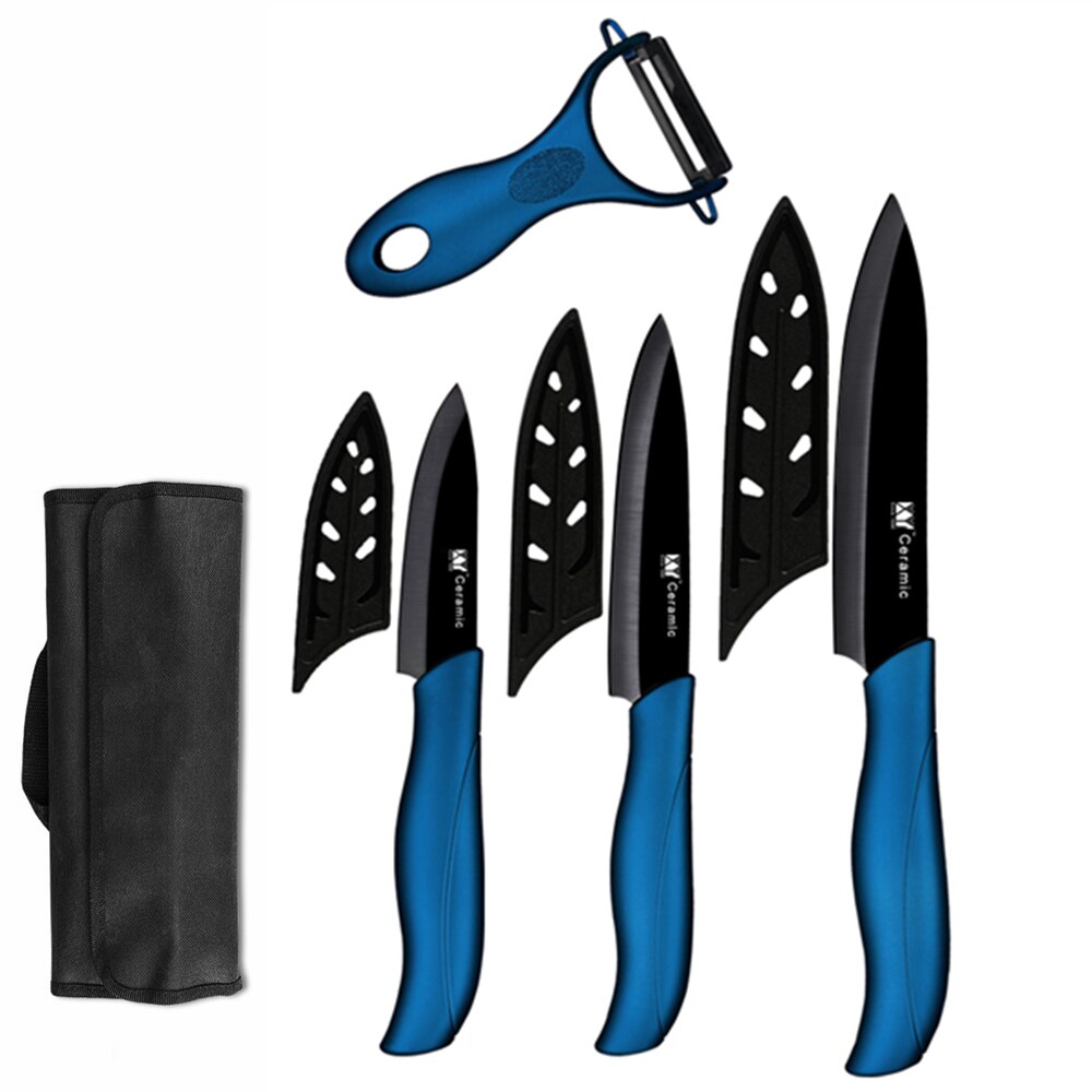XYj-Juego de cuchillos de cerámica para Chef, bolsa de almacenamiento de 3, 4 y 5 pulgadas, Utilidad de pelar, rebanar, carne, pescado, herramientas de cocina: D 5pcs set