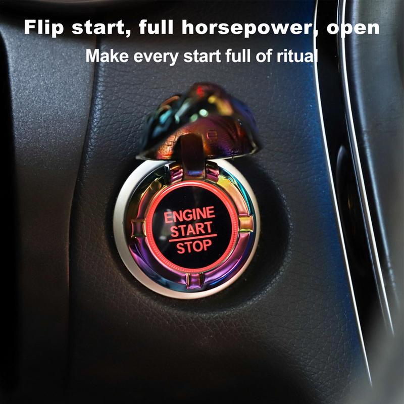 Skull Push Start Button Cover Metal Skull Push Start Button Sticker Ignition Start Stop Button Cover Gothic Car Accessories For
